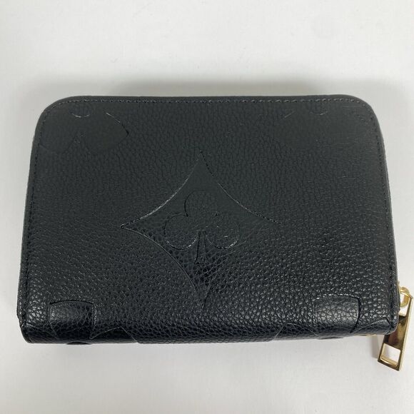 Women’s Fashion Wallet Black Four Clover Embossed 6” Wallet Gold Zip NEW - Picture 3 of 8